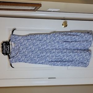 Christopher & Banks Medium Dress Sleeveless Blue White Floral Pockets